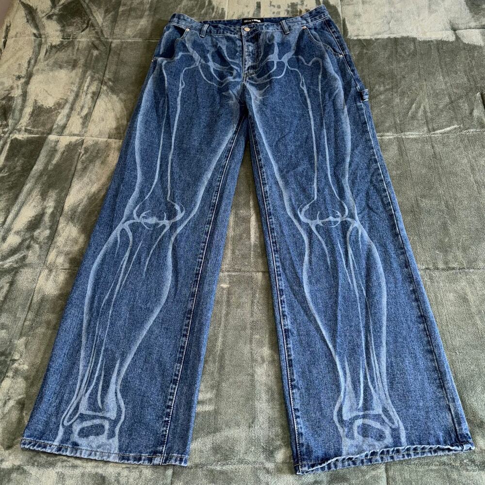 NWT Fashion Nova X-Ray Vision Straight Leg Jeans Blue Dark Wash Women's Size 11